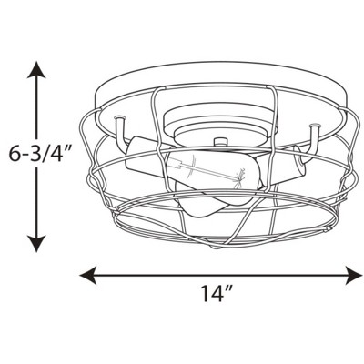 Graphite Steel 2-Light Flush Mount with Open Cage Design