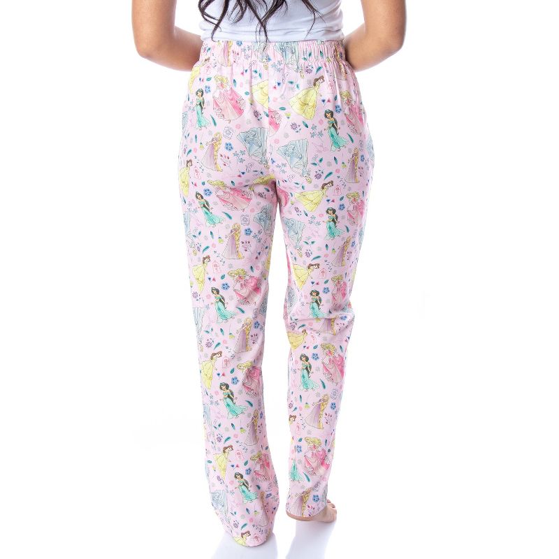 Disney Princess Women's Allover Princess Silky Soft Sleepwear Pajama Pants Light Pink, 3 of 5