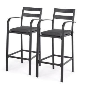 Karl Home | Metal Outdoor Bar Stools Set of 2 - 1 of 4