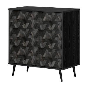 South Shore Oxford 2 Door Storage Cabinet Black Oak/Dark Gray - 1 of 4