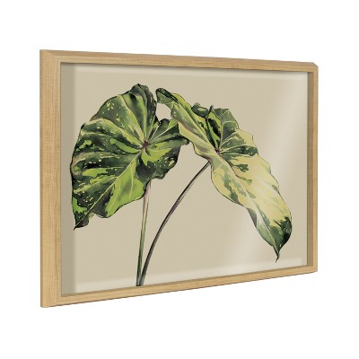 Kate and Laurel Blake Spotted Leaves Neutral Framed Printed Glass by Emily Marie Watercolors, 18x24, Natural