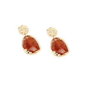 SOHI Women's Brown Dented Drop Earrings - 1 of 3