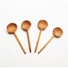 Slickblue Olive Wood Teaspoon Set, Hand Carved Wooden Coffee Spoons with Fabric Storage Pouch, 4 Piece - 3 of 4