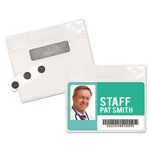 Advantus Magnetic-Style Name Badge Kits, Horizontal, Clear 4.5" x 3.25" Holder, 4.13" x 3" Insert, 20/Pack - 1 of 2