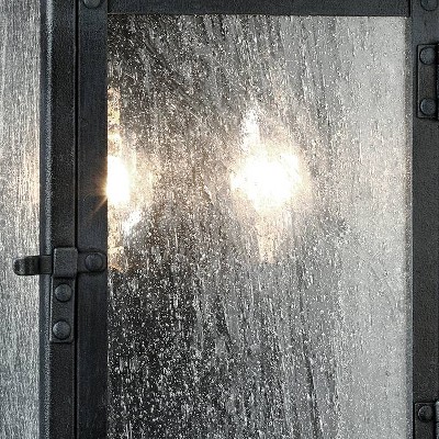 Dark Weathered Zinc Outdoor Wall Sconce with Clear Seeded Glass