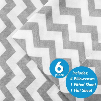Full Size Gray Chevron Cotton Microfiber Sheet Set