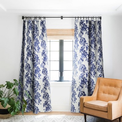 Emanuela Carratoni Blue Delicate Flowers Single Panel Blackout Window Curtain - Deny Designs