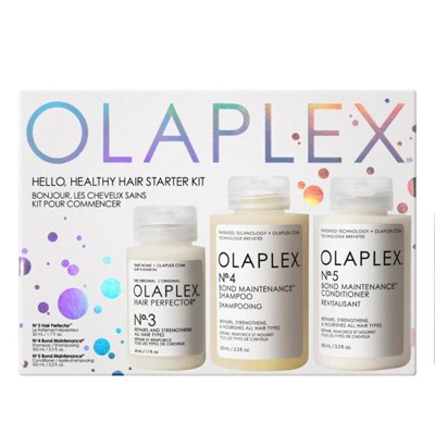 Olaplex Hello Healthy Hair Starter Kit (No.3 Hair Perfector 1.7 oz, No.4 Bond Maintenance Shampoo 3.3 oz, No.5 Bond Maintenance Conditioner 3.3 oz)