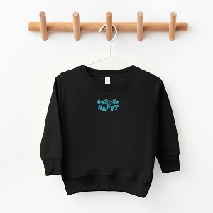 The Juniper Shop Embroidered Choose Happy Smiley Face Toddler Graphic Sweatshirt - 1 of 3