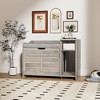 Cat Litter Box Enclosures with Top Opening with Cushion, Litter Box Furniture Hidden, Wooden Cat Washroom Indoor - 2 of 4