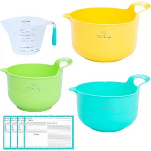 Tovla Jr. 5pc Bowl and Pitcher Set with Recipe Cards Yellow/Green/Teal - 1 of 3