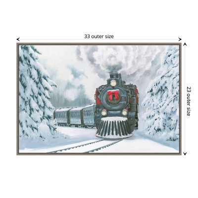 Christmas Train Snowy Landscape Canvas Wall Art Print