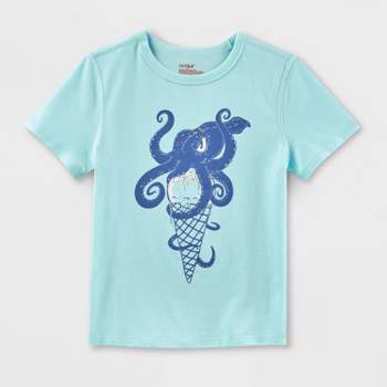 Kids' Short Sleeve Ice Cream Squid Graphic T-Shirt - Cat & Jack™ Turquoise Blue