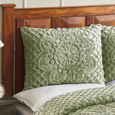 Sage Cotton Chenille Twin Bedspread and Sham Set