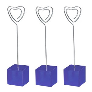 Unique Bargains Metal Resin Cube Base Heart Shape Pictures Memo Place Card Holder 3 Pcs - 1 of 4