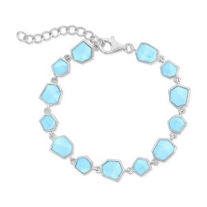 Caribbean Treasures Sterling Silver, Irregular Shaped Link Bracelet - Larimar - Blue 7+1 Inch - 1 of 2