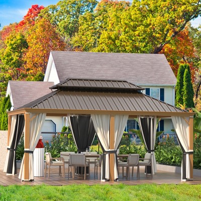 12' x 18' Aluminum and Steel Hardtop Gazebo with Curtains