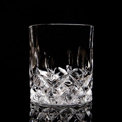 Crystal Cut 10oz Lead-Free Old Fashioned Whiskey Glasses Set