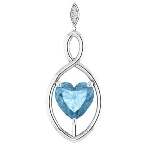 Pompeii3 9mm Blue Topaz Women's Heart Pendant in 14k Gold Necklace 6mm Tall - 1 of 4