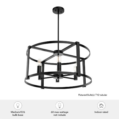 Astwood 26" Matte Black Art Deco Drum Chandelier