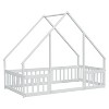 YOOCOZZ Twin Size Wood House-Shaped Floor Bed with Fence and Guardrails - 2 of 4