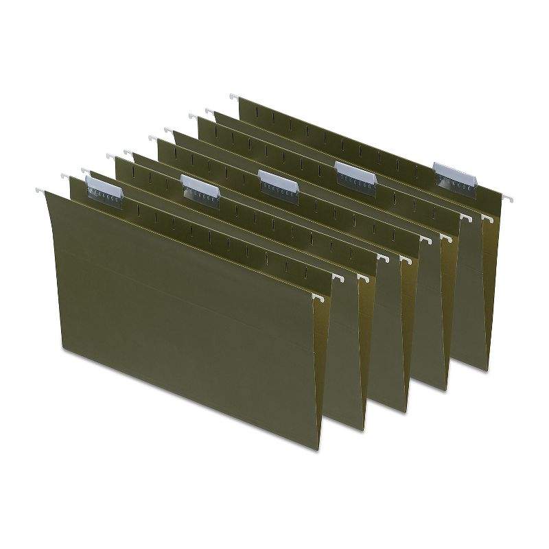 MyOfficeInnovations Hanging File Folders 5-Tab Legal Size Standard Green 25/BX (116830), 1 of 7