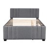 Full Size Upholstered Platform Bed with Trundle Bed, Gray-ModernLuxe - 4 of 4