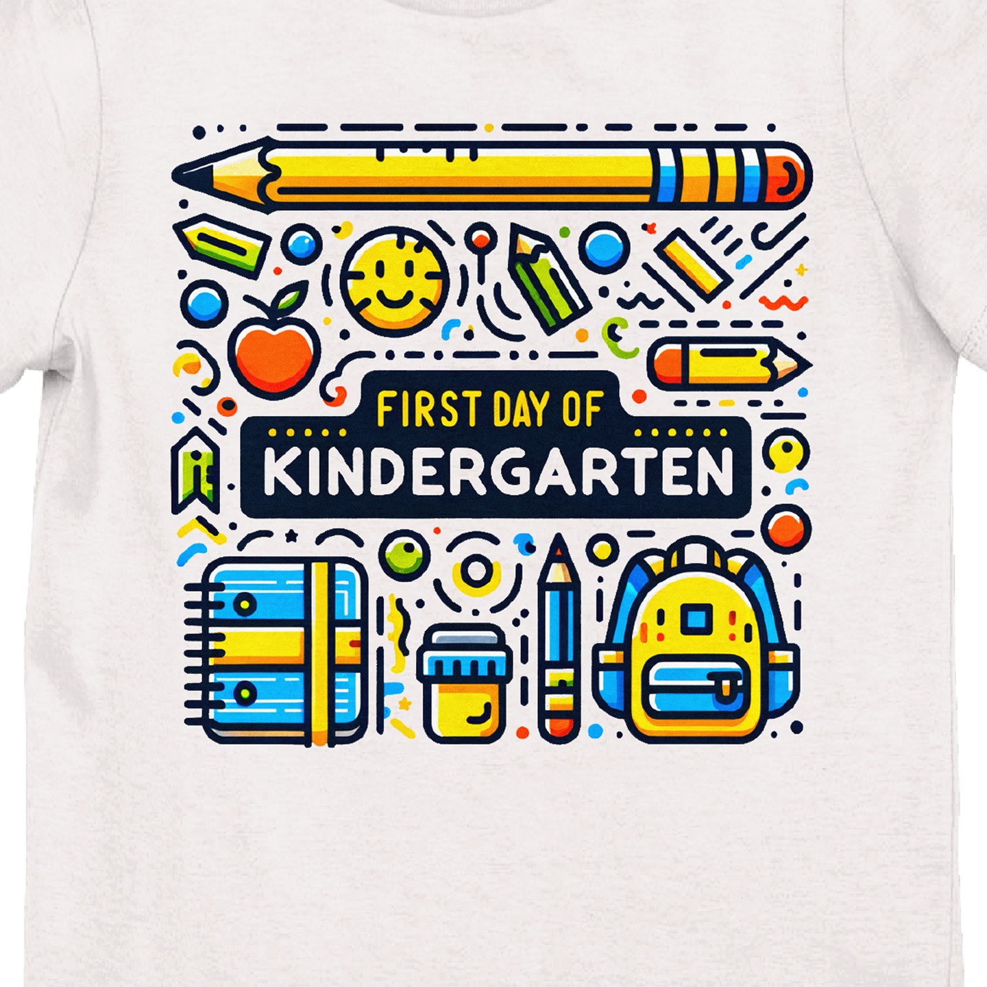 Детская футболка Bioworld First day of Kindergarten School supplies on White Short Sleeve Girls T-Shirt, цвет: Белый — фото 2