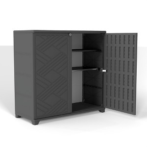 Decksplore Weatherproof Storage Cabinet - Horizontal Outdoor Shed Tucks Under Fences for Patios/Backyards - 1 of 4