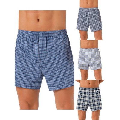 INSPIRE CHIC Men's 4 Pack Elastic Waistband Plaid Printing Boxer Shorts
