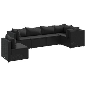 vidaXL Patio Lounge Set Black PE rattan, powder-coated steel, fabric - 1 of 4