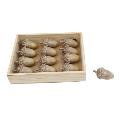 Transpac Mini Acorn Tree Ornaments Set of 12 Multicolor Fall Harvest Decorations for Christmas Indoor Use