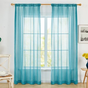 Deconovo Linen Sheer Rod Pocket Curtains (2 Panels, Light Filtering) - 1 of 4