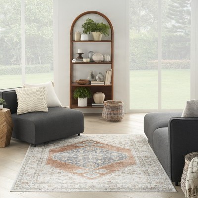 Astra Vintage-Inspired Grey Multicolor Medallion Wool Blend 4' x 6' Rug