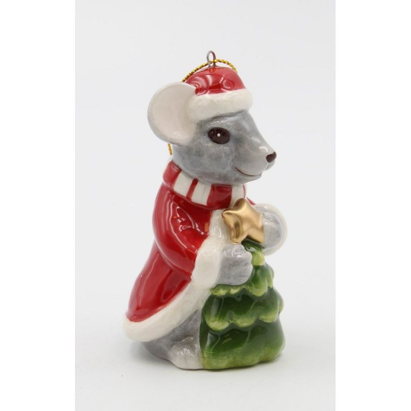 Kevins Gift Shoppe Ceramic Christmas Mouse With Tree Ornament, 3 of 8