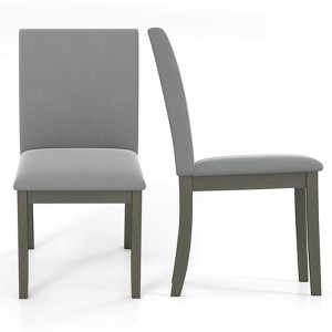 Costway Upholstered Dining Chairs Set of 2/4 with Rubber Wood Legs Padded Seat & High Back - 1 of 4