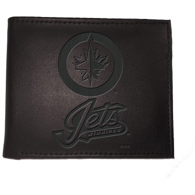 Evergreen NHL Winnipeg Jets Black Leather Bifold Wallet Officially Licensed with Gift Box