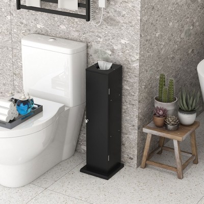 Black Corner Bathroom Storage Cabinet with Doors and Shelves