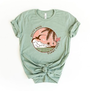 Simply Sage Market Women's Salty Hair Sandy Toes Circle Short Sleeve Graphic Tee - 1 of 3