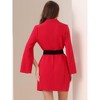 INSPIRE CHIC Women's Elegant Slit Sleeve Belted Double Breasted Work Office Blazer Dresses - 4 of 4