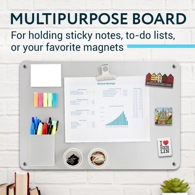 Silver Metal Magnetic Memo Board for Wall - 17.5 x 12 Inches