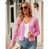 Women's V Neck Lightweight Knit Cardigan with Long Sleeves and Front Button Down Elegant Shrugs for Dresses,Pink - S - 4 of 4
