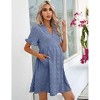 Clearlove Summer Dress Casual Lantern Sleeve V Neck Button Dress Swing Flowy Maternity Dresses - 2 of 4