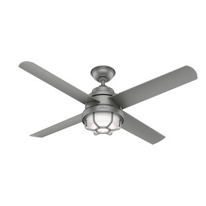 54" Searow Wet Rated Ceiling Fan with Wall Control Silver (Includes LED Light Bulb) - Hunter Fan: Modern Style, Reversible Motor, ETL Listed - 1 of 4