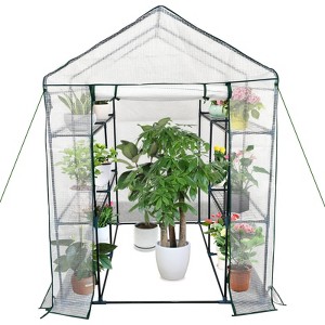 Greenhouse for Outdoors,Portable Green House w/ Roll-Up Zippered Door Anchors & Ropes,Plant Garden Hot House w/ Shelves for Garden Patio Backyard - 1 of 4
