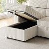 85-Inch Corduroy Sofa Bed: 3-Seater Sleeper with Storage Chaise, Square Handrails, Dual Cup-Holders & USB Ports, Ideal Pull-Out Couch for Living Rooms - 3 of 4