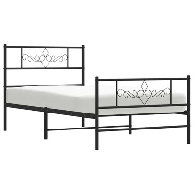 vidaXL Advanced Black Steel Single Bed Frame with Headboard and Footboard – Modern Design