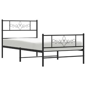 vidaXL Advanced Black Steel Single Bed Frame with Headboard and Footboard – Modern Design - 1 of 4