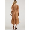 Pinkblush Camel Dotted Tulle Smocked Maternity Midi Dress - 3 of 3