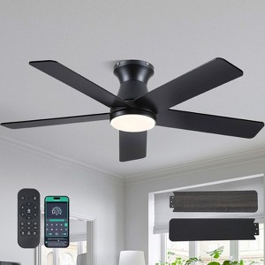 52 Inches Flush Mount Ceiling Fan with Light and Remote and APP Control - 1 of 4